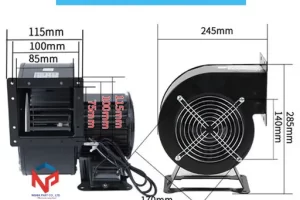 Thông số kích thước Quạt hút li tâm mini 500W